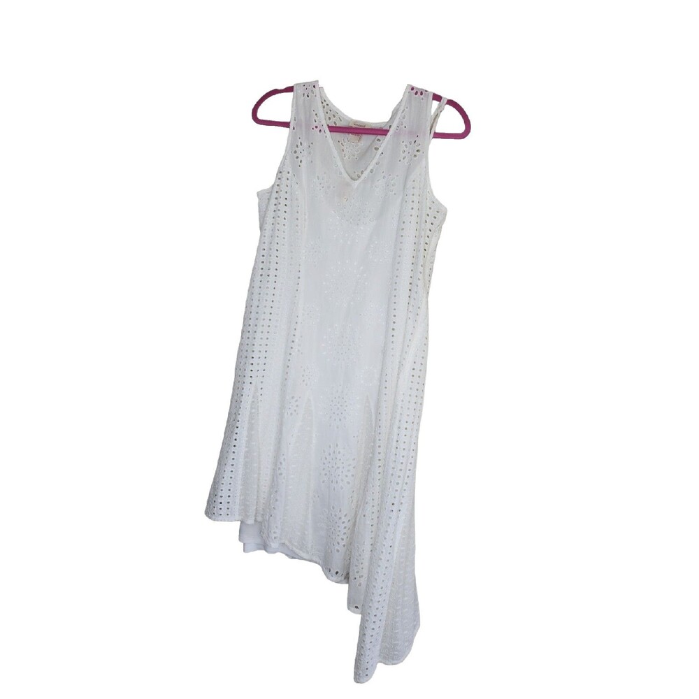 Sundance Jasper Springs Dress Eyelet Lace Asymmetrical Midi Length Floral size 8